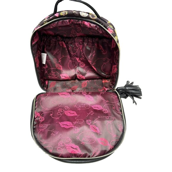 Betsey Johnson Emoji Purse Colorful Black Handheld Bag Top Handle Bow Tassel - Picture 6 of 12